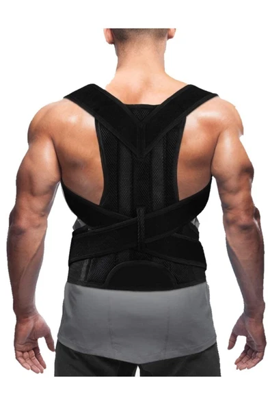 baffhome Unisex Siyah Medikal Balenli Ortopedik Kifoz Skolyoz Korsesi Dik Duruş Aparatı Dik Durmak İçin Korse ürün görseli 1