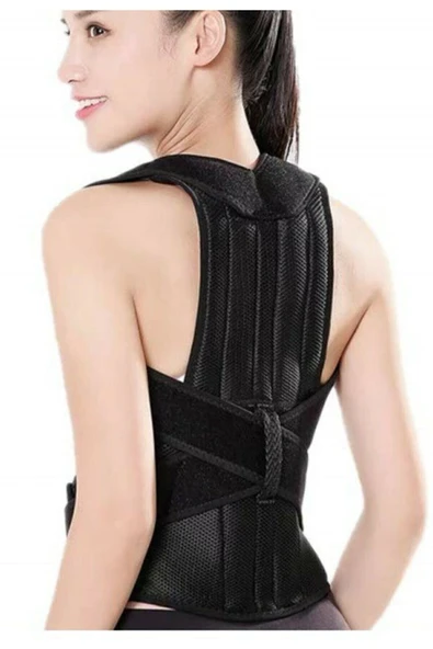baffhome Spor Kamburluk Önleyici Balenli Dik Duruş Korsesi Siyah Unisex Ortopedik Korse ürün görseli 1