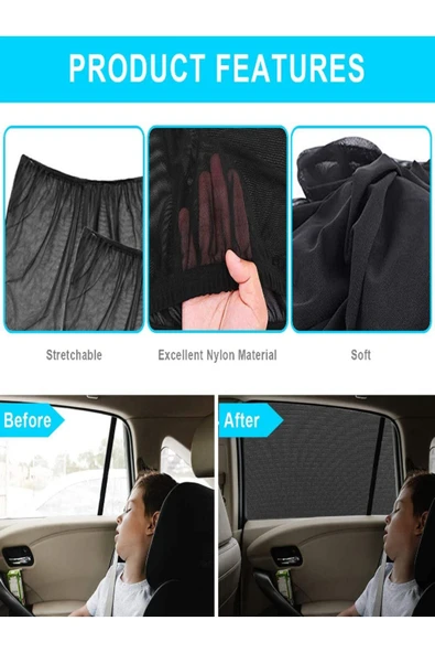 baffhome Araba Araç Oto Yan  Uyumlu  Cam Güneşlik Örtü Perde Kılıf Güneşliği Araba Anne Bebek Emzirme Perdesi ürün görseli 1