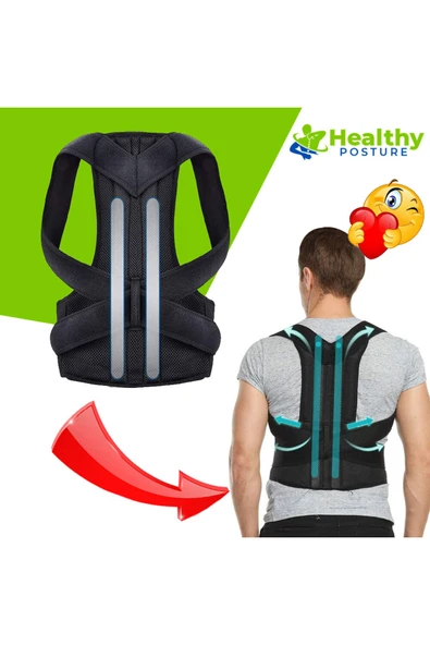 baffhome Bel Sırt Balenli Ortopedik Omuz Korsesi Unisex Çift Balenli Dik Duruş Kamburluk Önleyici Siyah ürün görseli 1