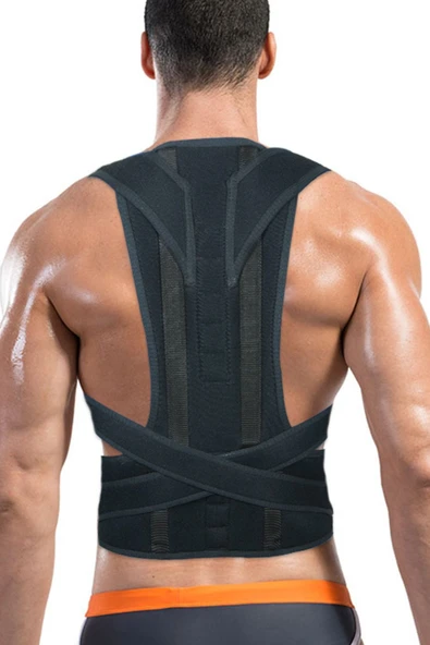 baffhome Unisex Siyah Çift Balenli Manyetik Dik Duruş Kamburluk Önleyici Ortopedik Bel Sırt Omuz Korsesi ürün görseli 1