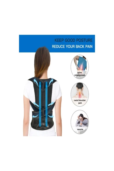 baffhome Medikal Unisex Çift Balenli Dik Duruş Korsesi Kifoz Skolyoz Korsesi Omuz Sırt Bel Korsesi ürün görseli 1