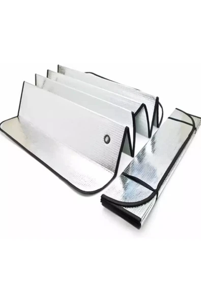 baffhome Oto Araç Araba Güneşliği Ön Cam Güneşliği Parlak Güneşlik Koruyucu Perde Metalize 130x60 Cm ürün görseli 1