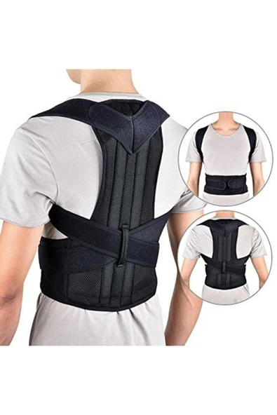 baffhome Spor Kamburluk Önleyici Balenli Dik Duruş Korsesi Siyah Unisex Ortopedik Korse ürün görseli 1