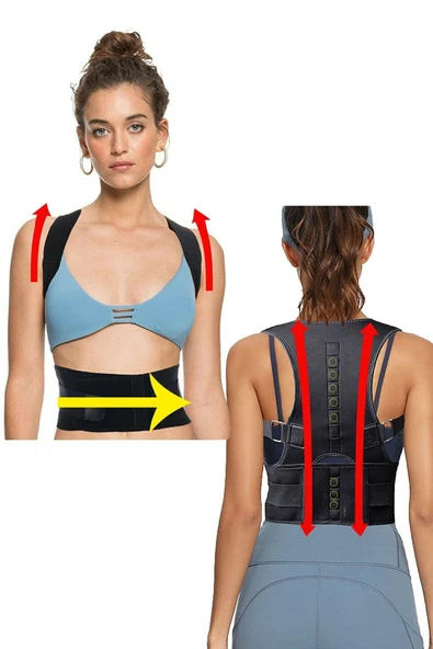 baffhome Unisex Medikal Dik Duruş Korsesi Kamburluk Önleyici Siyah Ortopedik Manyetik Spor ürün görseli 1