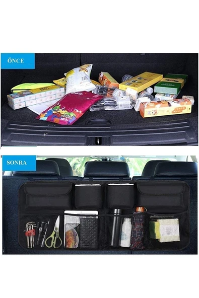 baffhome Bagaj Düzenleyici Araç Içi Bagaj Eşya Düzenleyici Oto Bagaj Organizer 8 Cepli Fileli ürün görseli 1