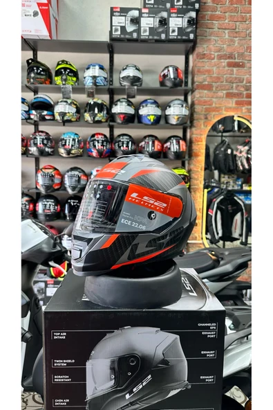 LS2 STORM 2 RACER MAT TITANIUM-NEON TURUNCU KASK - Resim 2