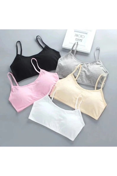 COMFORT SECRET Kadın Renkli 5 Li Ip Askılı Pedli Sporcu Sütyen Yarım Atlet ürün görseli 1