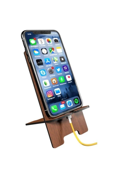 baffhome Portatif Masaüstü Şarj Edilebilir Ahşap Telefon Tutucu Cep Telefonu Standı ürün görseli 1