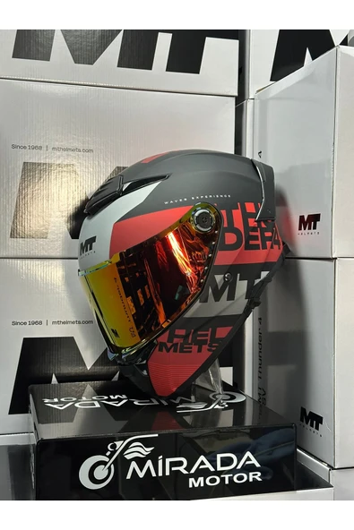 MT HELMETS THUNDER 4 SV WAVES B5 MAT KIRMIZI(ŞEFFAF VİZÖR İLE GÖNDERLİECEKTİR) ürün görseli 1