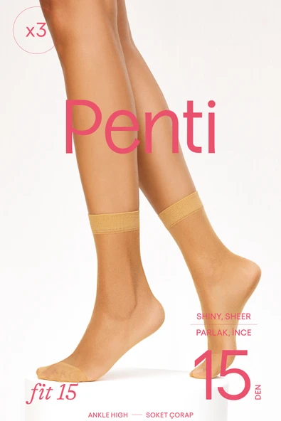 PENTİ Fit 15 3lü Siyah Soket Çorap - Resim 2