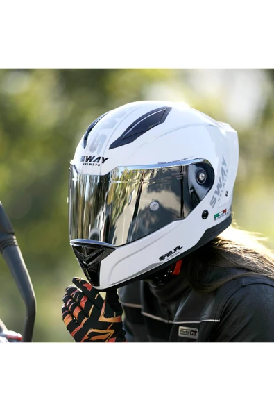 Sway Sw 850 White Silver Full Face Motosiklet Kaskı ürün görseli 1