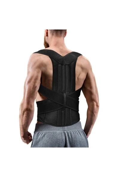 baffhome Inndream Unisex Siyah Çift Balenli Duruş Düzeltici Bel Sırt Omuz Destekleyici Korse ürün görseli 1