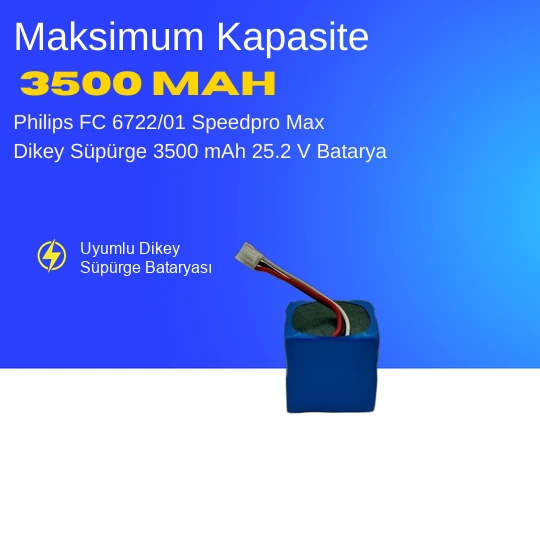 Philips Fc 6722/01 Speedpro Max Dikey Süpürge 3500 Mah 25.2 V Batarya – Orjinal Uyumlu Uzun Ömürlü, Yüksek Performans Pil ürün görseli 1