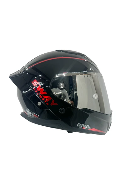 Sway SW 850 Black Red Full Face Motosiklet Kaskı ürün görseli 1