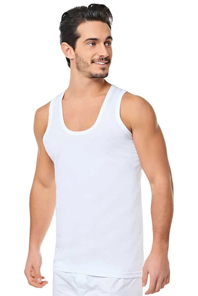 SEHER Erkek Beyaz 6'lı Paket Klasik Penye Atlet Elf568s0001ccm6 ( Yıldızı) ürün görseli 1