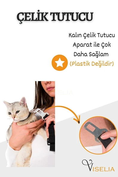 baffhome Evcil Hayvan Araç Emniyet Kemeri Kedi Köpek Araba Oto Tasması Oto Aksesuarları Siyah ürün görseli 1
