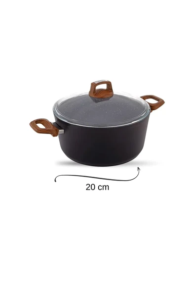Bonera Vogue 4 Parça Ahşap Kulp Detaylı Granit Set ürün görseli 1