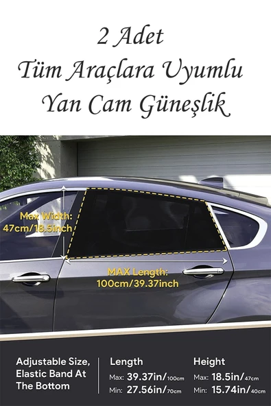 baffhome 2 Adet Araba Cam Perdesi Araç Yan Cam Güneşlik ürün görseli 1