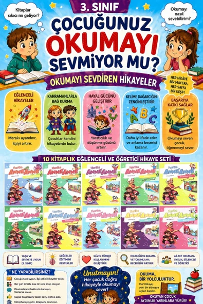 3.Sınıf Okumayı Sevdiren 10 lu Hikaye Seti - 11 (64 sayfa) ürün görseli 1