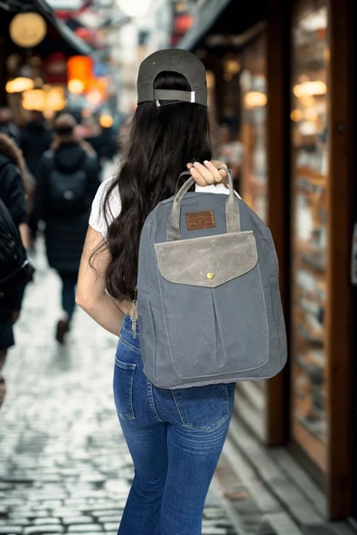 old cotton cargo Vintage Deri Kanvas Su Geçirmez Disayn Gezi Okul Kamp Seyahat Sırt Çantası ürün görseli 1