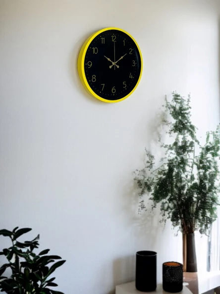 36 Cm Sarı Şık Duvar Saati - Resim 3