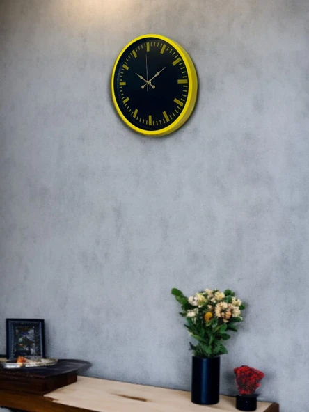 36 Cm Sarı Dekoratif Duvar Saati - Resim 3
