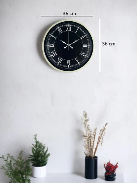 36 Cm Krem Dekoratif Duvar Saati - Resim 5