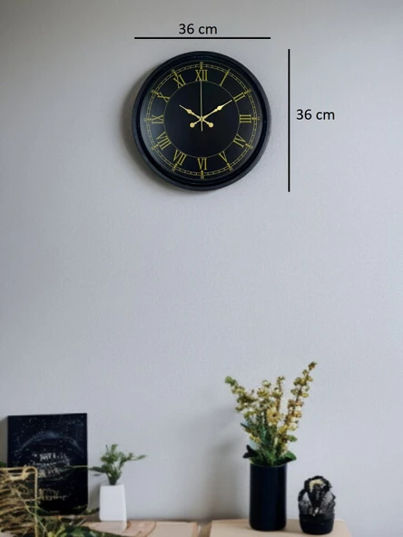 36 Cm Siyah Dekoratif Duvar Saati - Resim 5