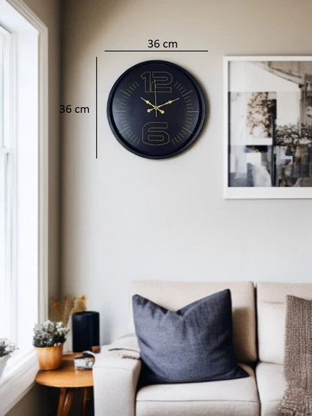 36 Cm Siyah Dekoratif Duvar Saati - Resim 5