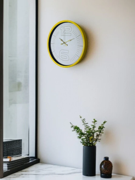 36 Cm Sarı Dekoratif Duvar Saati - Resim 2