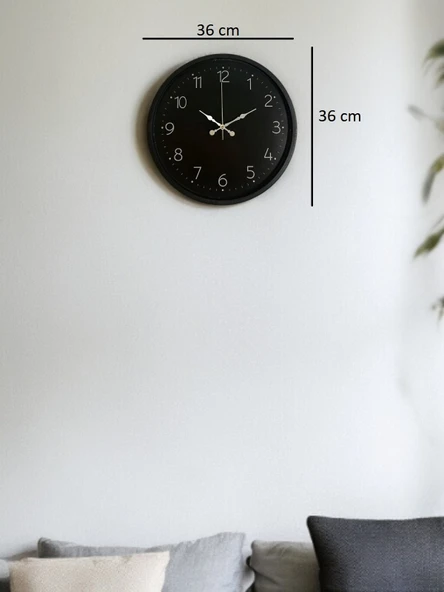 36 Cm Siyah Dekoratif Duvar Saati - Resim 5