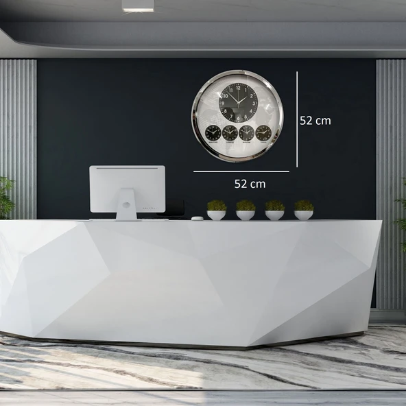 Krom Şık 52 Cm Dünya Saati - Resim 4