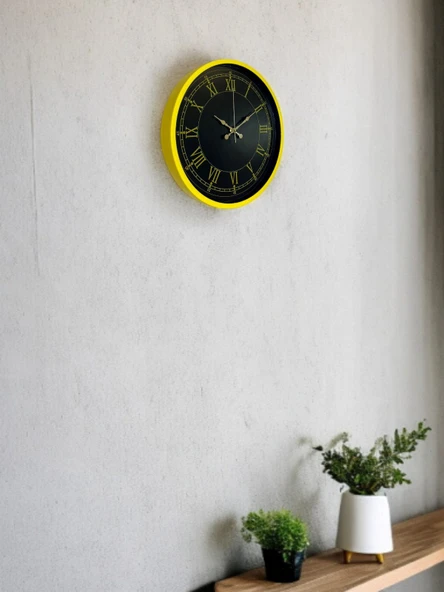 36 Cm Standart Sarı Duvar Saati - Resim 2