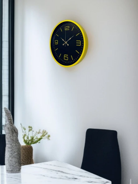 36 Cm Sarı Dekoratif Duvar Saati - Resim 3