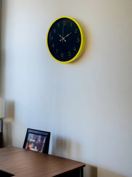 36 Cm Sarı Şık Duvar Saati - Resim 2