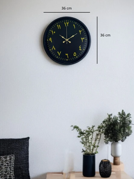 36 Cm Siyah Arapça Rakamlı Duvar Saati - Resim 5