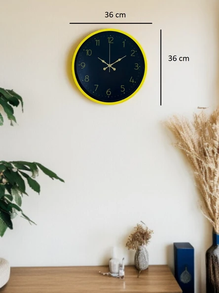 36 Cm Sarı Şık Duvar Saati - Resim 5