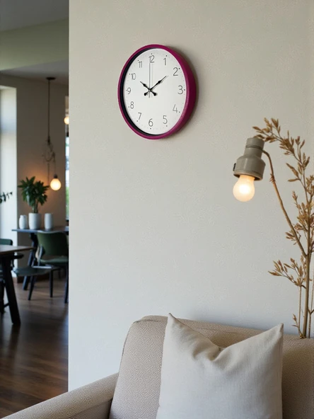 36 Cm Pembe Standart Duvar Saati - Resim 3