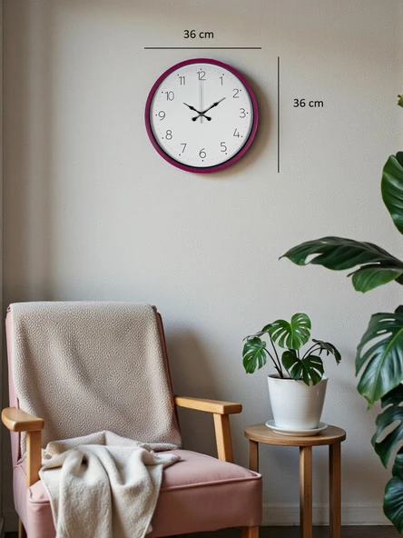 36 Cm Pembe Standart Duvar Saati - Resim 5