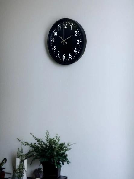 36 Cm Siyah Modern Duvar Saati - Resim 2