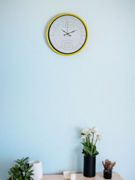 36 Cm Sarı Dekoratif Duvar Saati - Resim 3