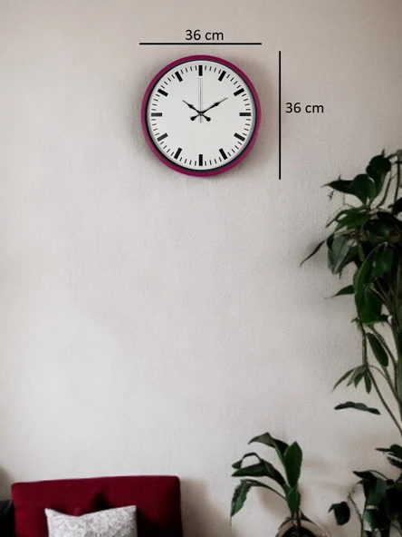 36 Cm Pembe Dekoratif Duvar Saati - Resim 5
