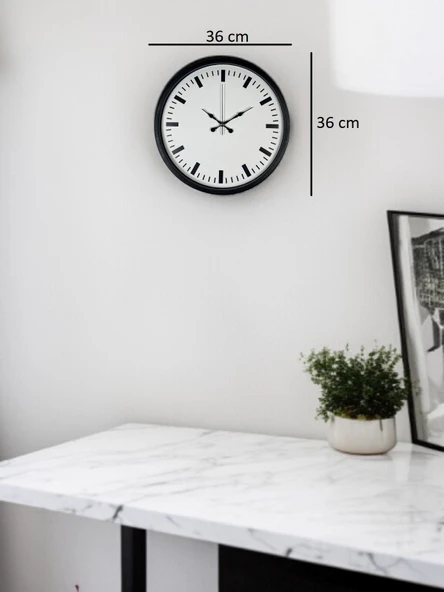36 Cm Siyah Sade Standart Duvar Saati - Resim 5