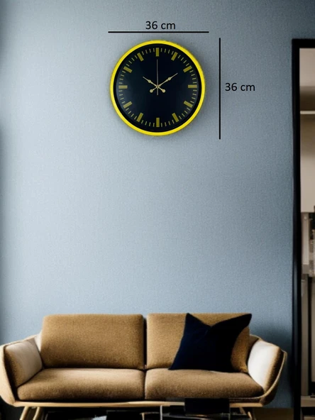 36 Cm Sarı Dekoratif Duvar Saati - Resim 5