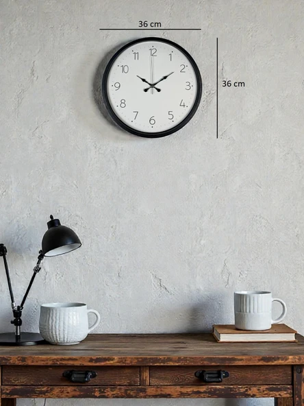 36 Cm Siyah Dekoratif Duvar Saati - Resim 5
