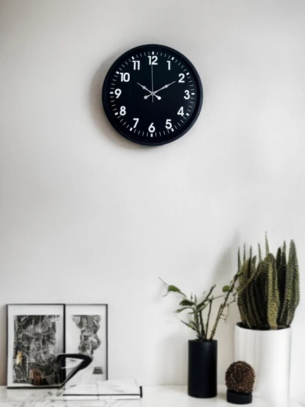 36 Cm Siyah Modern Duvar Saati ürün görseli 1