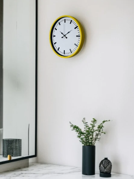 36 Cm Sarı Dekoratif Duvar Saati - Resim 3