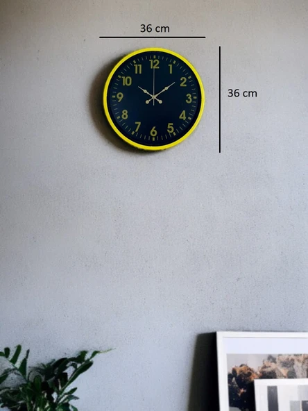 36 Cm Sarı Standart Duvar Saati - Resim 5