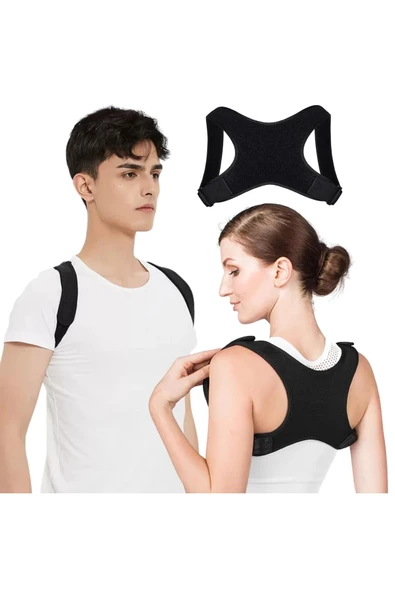 TUMKE Kamburluk Önleyici Spor Korse Dik Duruş Korsesi Bel Omuz Sırt Kemeri Aparatı Unisex Siyah ürün görseli 1